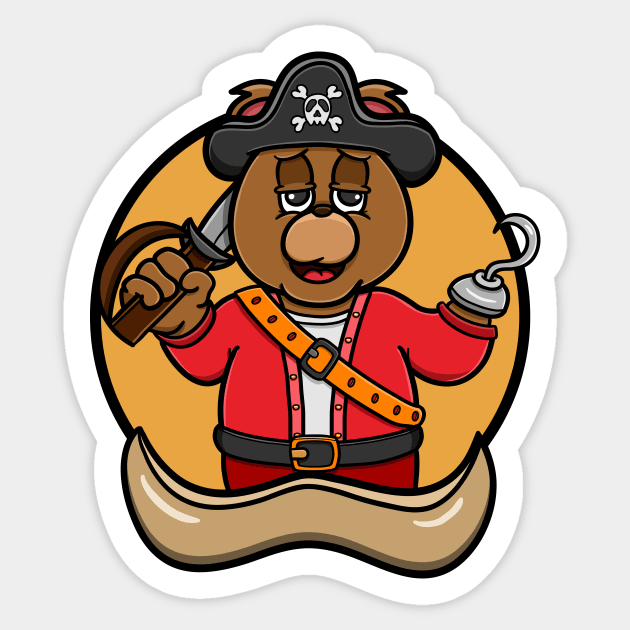 Pirate Bear Cartoon Mascot Sticker by tedykurniawan12